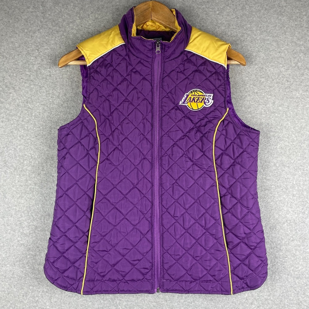 Los Angeles Lakers Vest Women Large Purple Quilted Puffer Basketball Embroidered